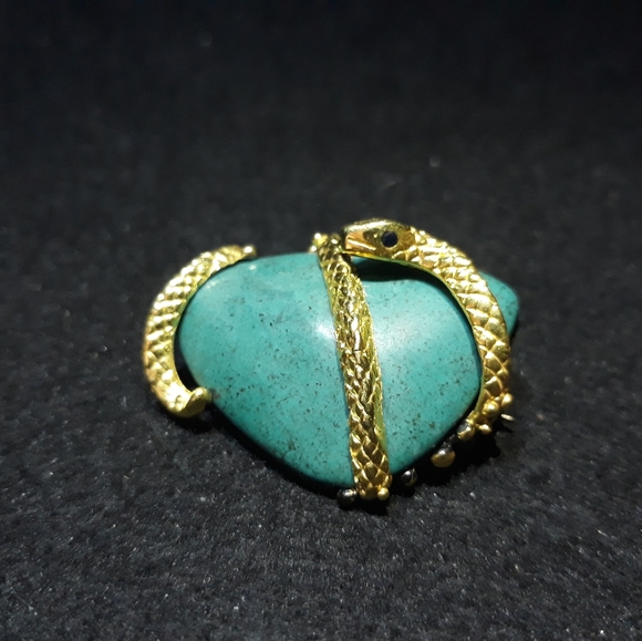 Natural Turquoise Serpent Brooch S10
